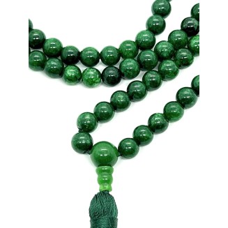 Gemstone Mala Beads Necklace Bead Sizes 6,8,10mm Mala Bracelet, Buddha Necklace, Blessed & Energized Handmade 108+1 Prayer Beads, Comes w/Velvet Pouch (Green Jade, 8 mm)