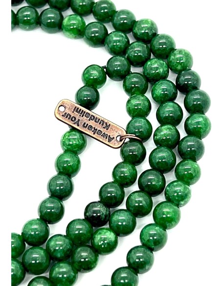 Gemstone Mala Beads Necklace Bead Sizes 6,8,10mm Mala Bracelet, Buddha Necklace, Blessed & Energized Handmade 108+1 Prayer Beads, Comes w/Velvet Pouch (Green Jade, 8 mm)