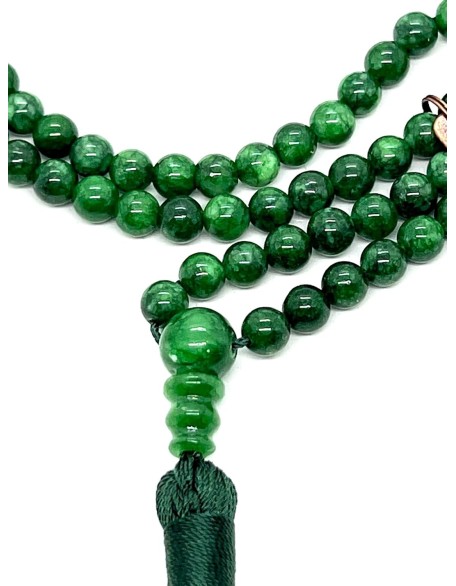 Gemstone Mala Beads Necklace Bead Sizes 6,8,10mm Mala Bracelet, Buddha Necklace, Blessed & Energized Handmade 108+1 Prayer Beads, Comes w/Velvet Pouch (Green Jade, 6 mm)