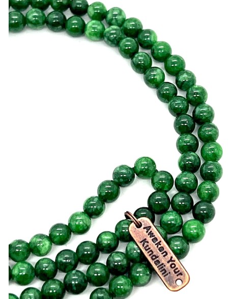 Gemstone Mala Beads Necklace Bead Sizes 6,8,10mm Mala Bracelet, Buddha Necklace, Blessed & Energized Handmade 108+1 Prayer Beads, Comes w/Velvet Pouch (Green Jade, 6 mm)