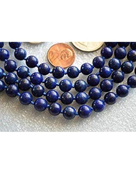 Hand Knotted Lapis Lazuli Mala Necklace - 6mm Bead Size - Birthstone Sagittarius Sun Sign - Astrological Sign Pisces - Third Eye Chakra