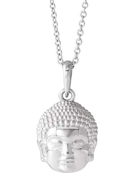 Sterling Silver 14.7x10.5 mm Meditation Buddha 16-18" Necklace Buddha Necklace or Pendant