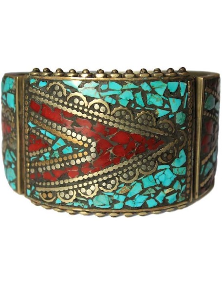 Chunky Stabilized Turquoise Mosaic Boho Bracelet For Women | Jewelry From Nepal