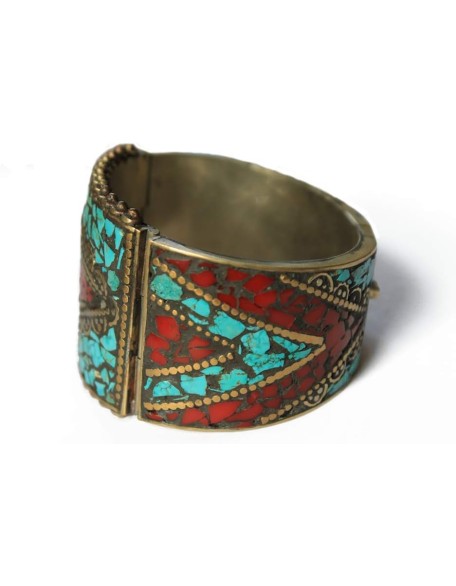 Chunky Stabilized Turquoise Mosaic Boho Bracelet For Women | Jewelry From Nepal