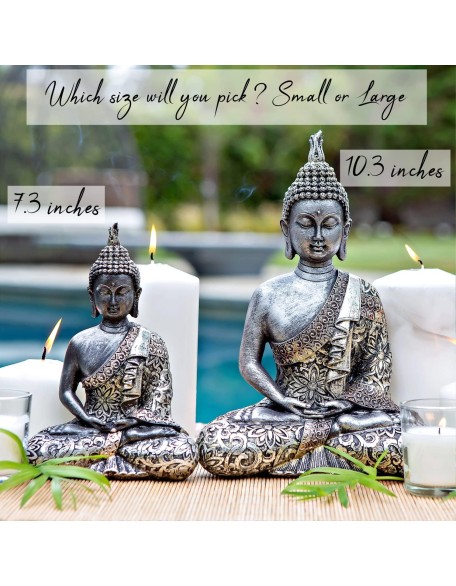 Buddha Statues for Home. 10.3" Buddha Statue (The Final Meditation). Collectibles and Figurines, Meditation Decor, Spiritual Living Room Decor, Yoga Zen Decor, Hindu and East Asian Décor