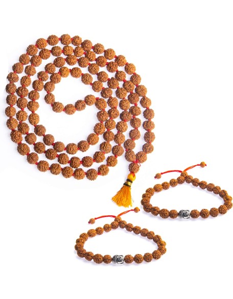 Rudraksha Mala | 5face Genuine Himalayan Rudraksha bracelet | Rudraksha Bead| Beaded Bracelets for Men | Pendant Necklace with Bead Bracelets