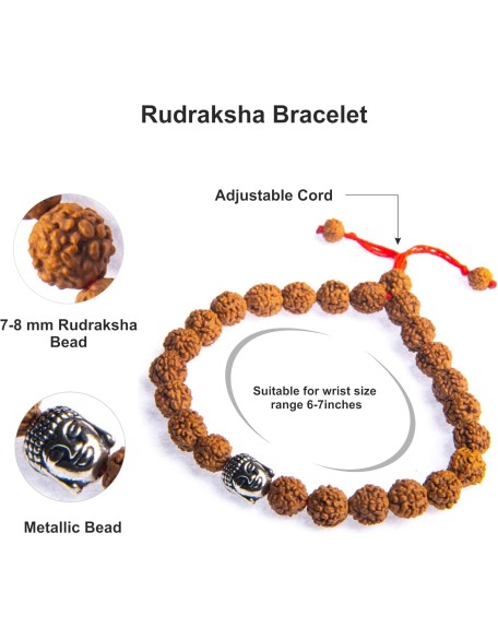 Rudraksha Mala | 5face Genuine Himalayan Rudraksha bracelet | Rudraksha Bead| Beaded Bracelets for Men | Pendant Necklace with Bead Bracelets