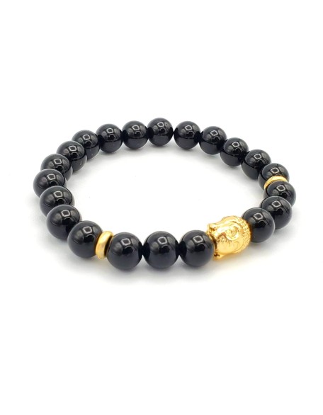 Genuine Black Agate for Prosperity and Protection Buddha Healing beaded bracelet