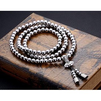 Beads Necklace for Men Cross Necklace Stainless Steel Necklace Chain Waist Chain 108 Buddha Beads Necklace