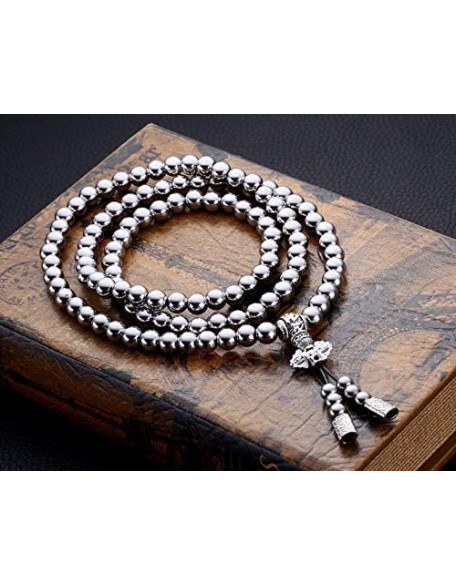 Beads Necklace for Men Cross Necklace Stainless Steel Necklace Chain Waist Chain 108 Buddha Beads Necklace