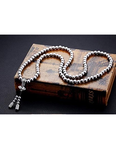 Beads Necklace for Men Cross Necklace Stainless Steel Necklace Chain Waist Chain 108 Buddha Beads Necklace