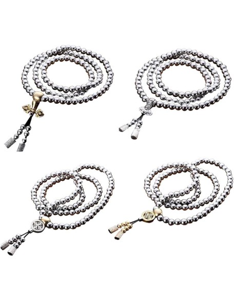 Beads Necklace for Men Cross Necklace Stainless Steel Necklace Chain Waist Chain 108 Buddha Beads Necklace