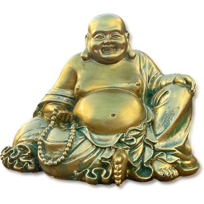 Laughing Buddha Statue for Good Luck – Buddha Statue for Home – Buddha Décor for Living Room - Feng Shui Décor Buda - Buddha Statues for Home Decor – Large Gold Budda for Wealth