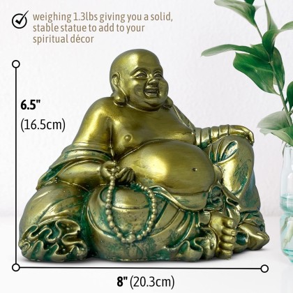 Laughing Buddha Statue for Good Luck – Buddha Statue for Home – Buddha Décor for Living Room - Feng Shui Décor Buda - Buddha Statues for Home Decor – Large Gold Budda for Wealth