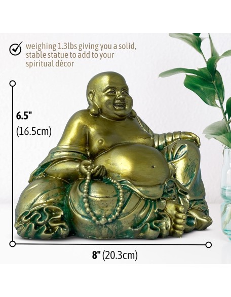 Laughing Buddha Statue for Good Luck – Buddha Statue for Home – Buddha Décor for Living Room - Feng Shui Décor Buda - Buddha Statues for Home Decor – Large Gold Budda for Wealth