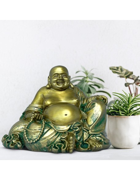 Laughing Buddha Statue for Good Luck – Buddha Statue for Home – Buddha Décor for Living Room - Feng Shui Décor Buda - Buddha Statues for Home Decor – Large Gold Budda for Wealth