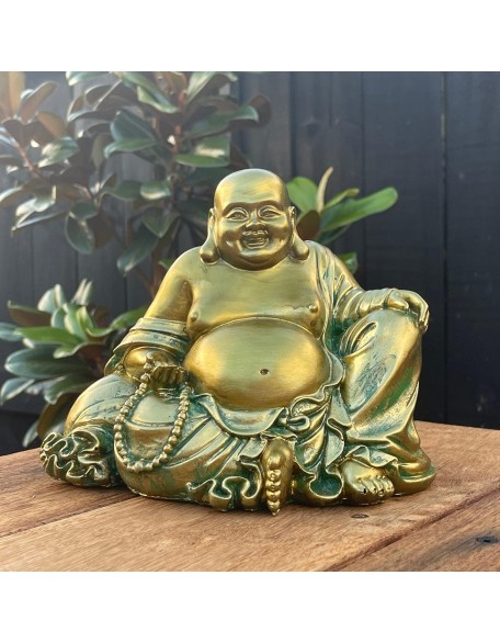 Laughing Buddha Statue for Good Luck – Buddha Statue for Home – Buddha Décor for Living Room - Feng Shui Décor Buda - Buddha Statues for Home Decor – Large Gold Budda for Wealth