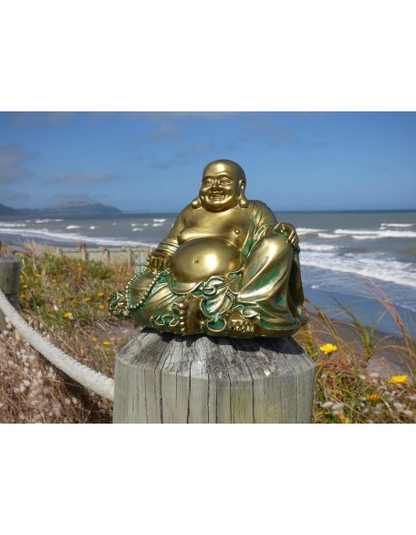 Laughing Buddha Statue for Good Luck – Buddha Statue for Home – Buddha Décor for Living Room - Feng Shui Décor Buda - Buddha Statues for Home Decor – Large Gold Budda for Wealth