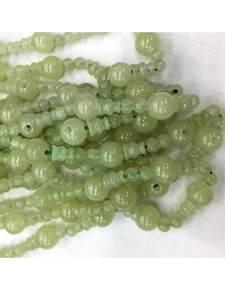 1 Strands Natural Green New Jade Pagoda Tee Three Links Buddha Head Tibet Guru BaHIGHel Big Hole Beads Size: 10mm+6x8mm(10 Sets/lot) 04206 Code-HIGH-22913