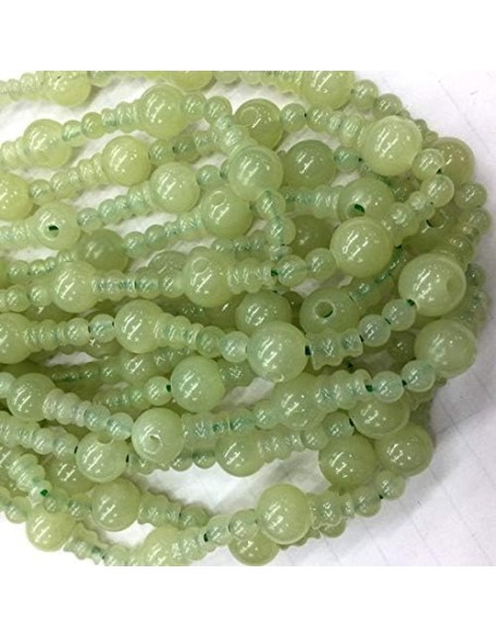 1 Strands Natural Green New Jade Pagoda Tee Three Links Buddha Head Tibet Guru BaHIGHel Big Hole Beads Size: 10mm+6x8mm(10 Sets/lot) 04206 Code-HIGH-22913