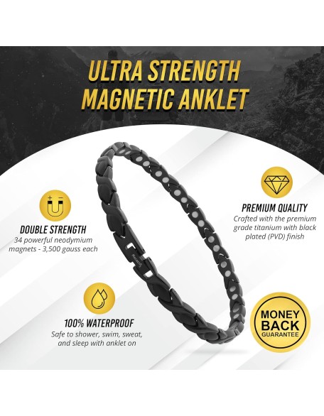 Ultra Strength Magnetic Anklet for Women - Magnetic Anklets - Titanium Ankle Bracelets for Women