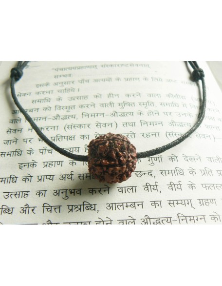 Rudraksha Pendant HANDMADE Real Original Big 5 Mukhi Mala Bead, Rudraksh Necklace on Adjustible Cotton Cord, Shiva Jewelry, Hindu protection necklace for men women (Black cotton cord)