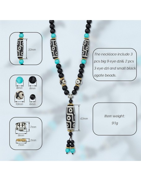 Feng Shui Protective Tibetan 9 Eye Dzi Beads Necklace and Bracelet