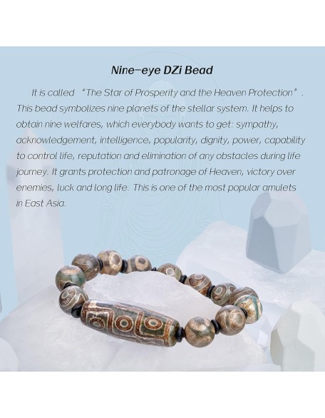 Feng Shui Protective Tibetan 9 Eye Dzi Beads Necklace and Bracelet