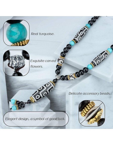 Feng Shui Protective Tibetan 9 Eye Dzi Beads Necklace and Bracelet