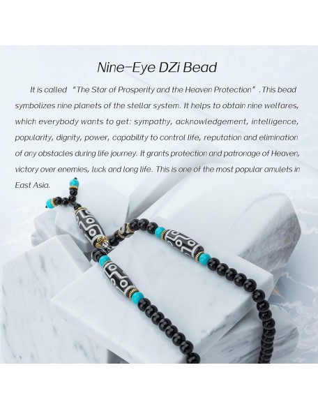 Feng Shui Protective Tibetan 9 Eye Dzi Beads Necklace and Bracelet