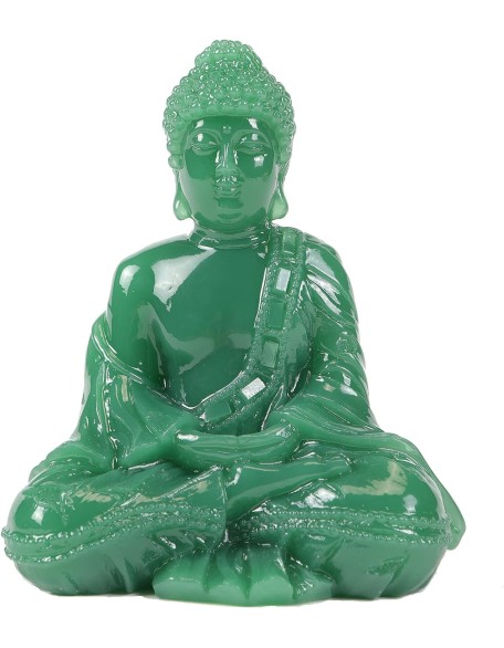 Meditative Seated Buddha Statue - Thai Sitting Buddha Figurine - Manmade Jade Praying Buddha Sculpture for Home Outdoor Decoration