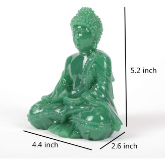 Meditative Seated Buddha Statue - Thai Sitting Buddha Figurine - Manmade Jade Praying Buddha Sculpture for Home Outdoor Decoration