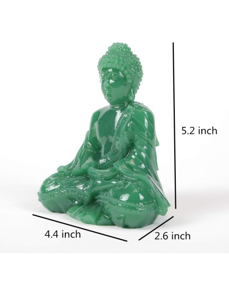 Meditative Seated Buddha Statue - Thai Sitting Buddha Figurine - Manmade Jade Praying Buddha Sculpture for Home Outdoor Decoration