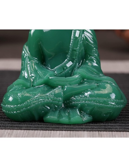 Meditative Seated Buddha Statue - Thai Sitting Buddha Figurine - Manmade Jade Praying Buddha Sculpture for Home Outdoor Decoration