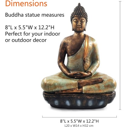 Buddha Statue for Home Decor.12" Buddha Statue (The Moment of Enlightenment) Meditation Buddha,Collectibles and Figurines,Yoga Zen Decor,Spiritual Living Room Decor,Hindu and East Asian Décor