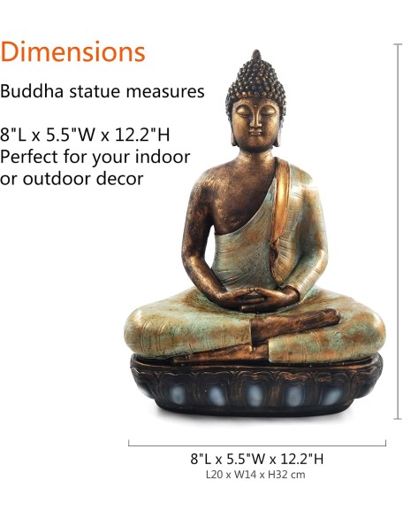 Buddha Statue for Home Decor.12" Buddha Statue (The Moment of Enlightenment) Meditation Buddha,Collectibles and Figurines,Yoga Zen Decor,Spiritual Living Room Decor,Hindu and East Asian Décor