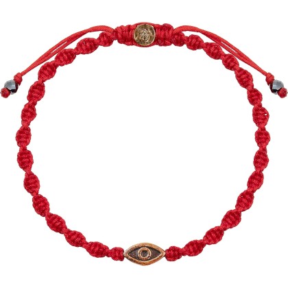 Guardian of Blessing, Men's Red String Bronze Charm Bracelet, Handmade in Bali for Protection, Adjustable Size