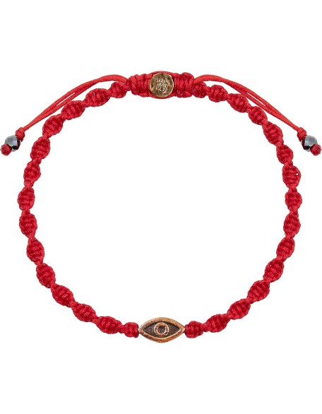 Guardian of Blessing, Men's Red String Bronze Charm Bracelet, Handmade in Bali for Protection, Adjustable Size