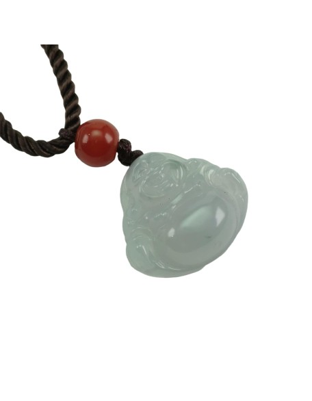 Icy Happy Buddha Myanmar Natural Jadeite Jade Necklace Pendant