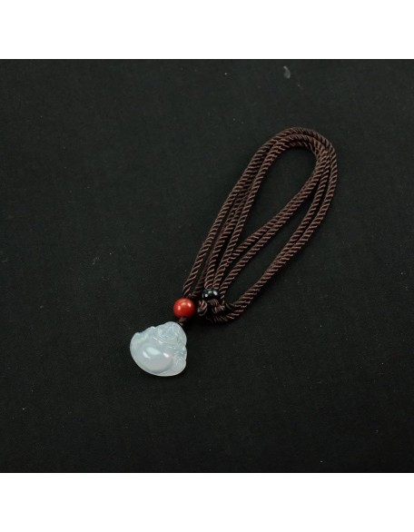 Icy Happy Buddha Myanmar Natural Jadeite Jade Necklace Pendant