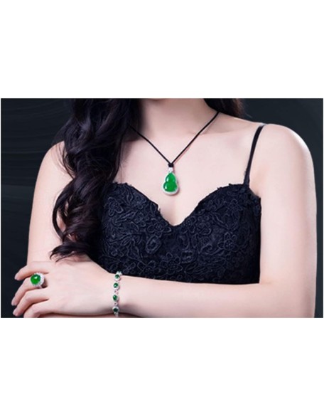 crystal necklaces jewellery for women Necklace Pendant Green Jade Buddha Pendant Laughing Buddha Statue Silver Chain Necklace Pendant/Laughing Buddha Jade Pendant Necklace