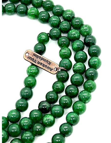 Green Jade Beaded Necklace - Virgo Birthstone Mala, 8mm Mala Beads for Peace & Harmony