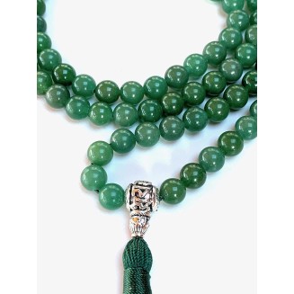 Embrace New Beginnings: Green Aventurine Mala Necklace (April Birthstone, Taurus & Virgo Gemstone, 8mm Beads)