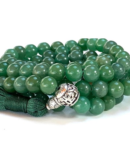 Embrace New Beginnings: Green Aventurine Mala Necklace (April Birthstone, Taurus & Virgo Gemstone, 8mm Beads)