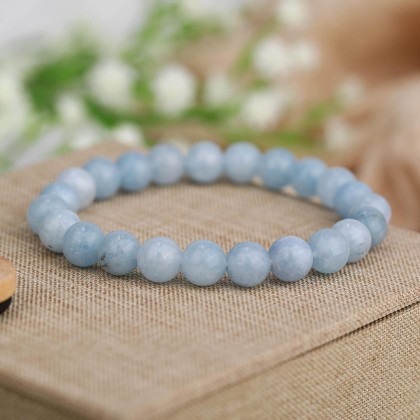 Natural Aquamarine Bracelet - Healing Stone Soothing Bracelet - Bring Positive Energy - Aquamarine Crystal Bracelet for Everlasting Joy