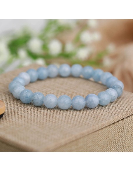 Natural Aquamarine Bracelet - Healing Stone Soothing Bracelet - Bring Positive Energy - Aquamarine Crystal Bracelet for Everlasting Joy