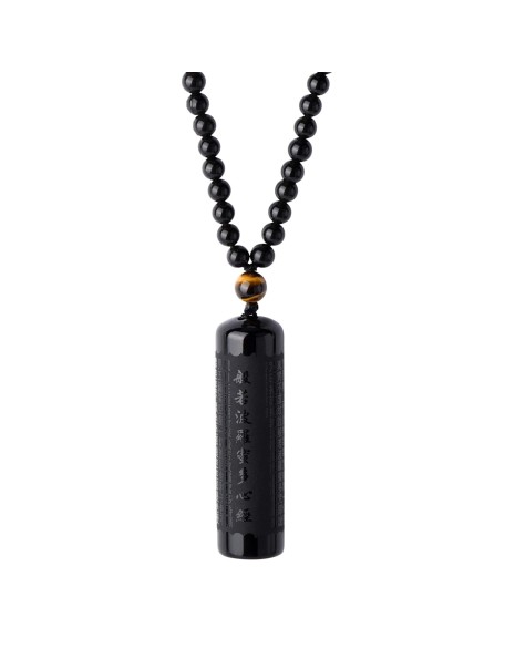 Black Obsidian Necklace Tiger Eye Gemstone Beads Crystal Stone Pendant Healing Chakra Mala Spiritual Necklace for Men Women