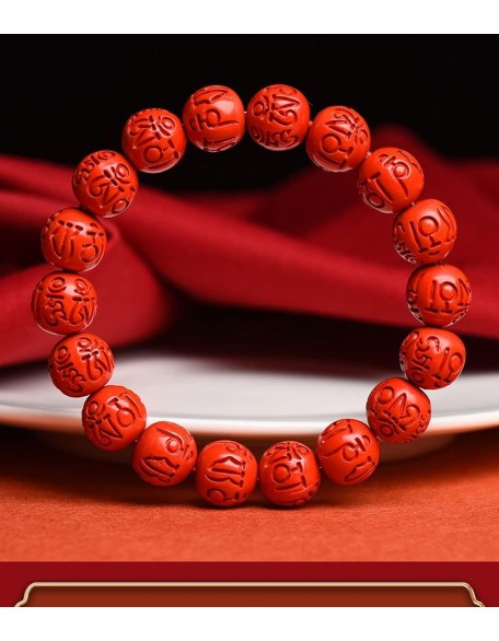 Beaded Bracelets Mens Bracelet Beaded Bracelets for Women Cinnabar Buddha Beads Tibetan Buddhist Buddha Prayer Mala Bracelet Bangle Perfect for Men or Women.(Color:8cm,Size:)