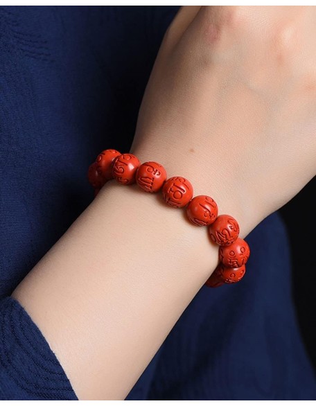 Beaded Bracelets Mens Bracelet Beaded Bracelets for Women Cinnabar Buddha Beads Tibetan Buddhist Buddha Prayer Mala Bracelet Bangle Perfect for Men or Women.(Color:8cm,Size:)