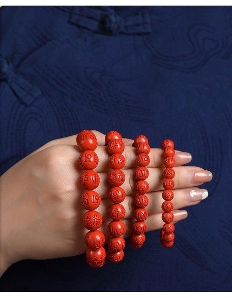 Beaded Bracelets Mens Bracelet Beaded Bracelets for Women Cinnabar Buddha Beads Tibetan Buddhist Buddha Prayer Mala Bracelet Bangle Perfect for Men or Women.(Color:8cm,Size:)